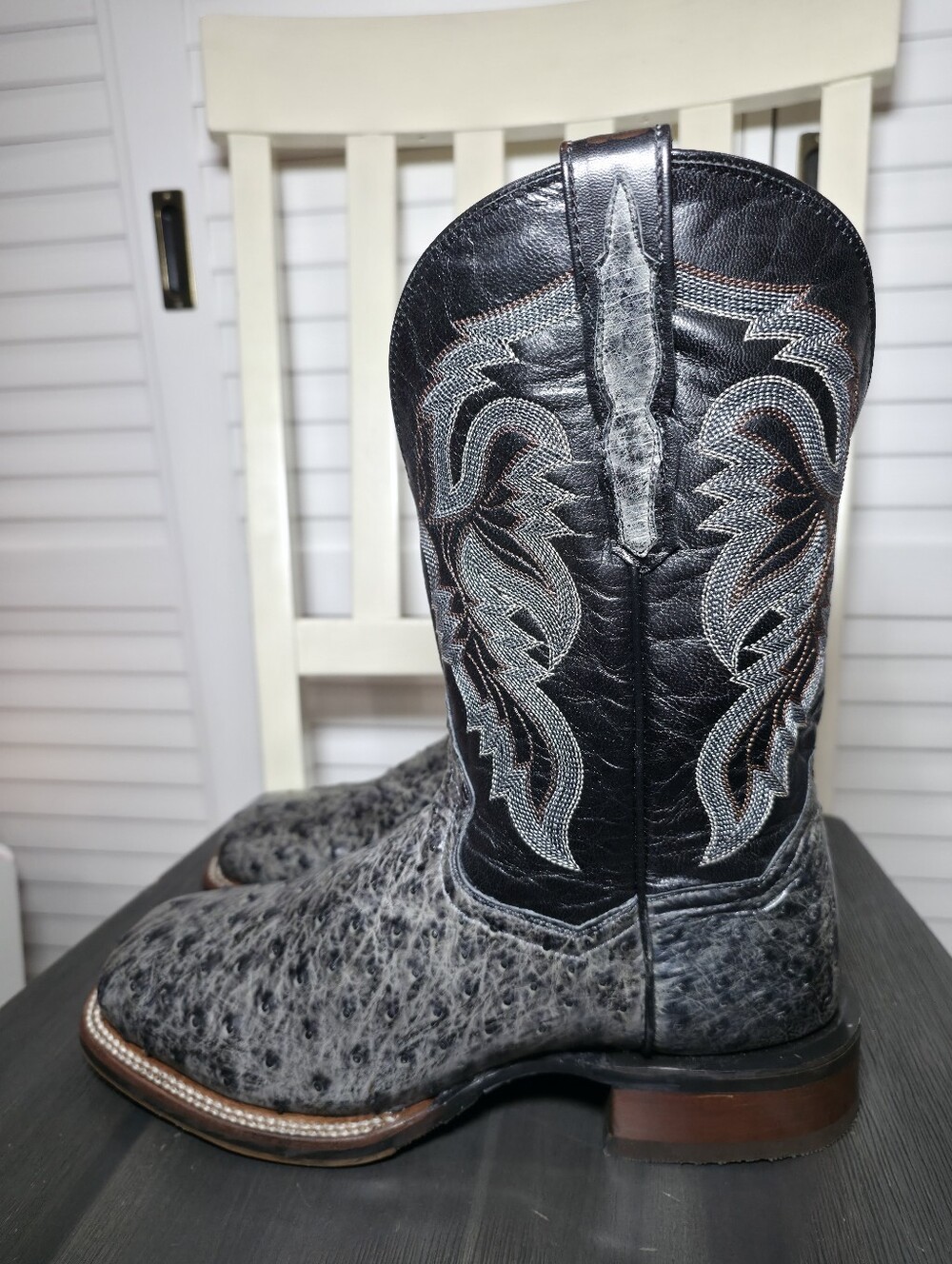 Dan Post Grey Alamosa Full Quill Ostrich Western Boots DP5013 Men's Size 9 D